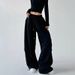American Style Gray For Women Spring And Autumn New High Wait Straight Looe Caual Sweatpant Cargo Wide Leg_ecoleips.com