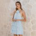 Summer Women's Dress/Skirt With Open Back Halter Neck 3D Floral Decoration Layered Ruffles_ecoleips.com