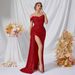 Sequin Mermaid Evening Gown Strapless High-Waist Party Dress with Slit for Women XS-XL Polyester-Spandex Blend 16 Colors_ecoleips.com
