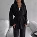 Women's Minimalist Two Piece Set Belted Waist Cardigan & Trousers Fitted Design Casual Autumn Wear_ecoleips.com