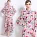 Elegant Floral Print Maxi Dress With Belt, Long Sleeve A-Line Dress For Women, Vintage-Inspired Fall Fashion_ecoleips.com