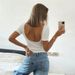 Voya Women's White Lace Backless Short Sleeved T-shirt With Slim Fit And Inner Top For Women_ecoleips.com