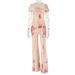 Asymmetrical Print T-Shirt And Slim Fit Pants Set Soft Milk Silk Fabric Streetwear Two-Piece Outfit Blush Pink S M L_ecoleips.com