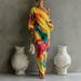 Women's Floral Print Maxi Dress With Ruffle Sleeves, Elegant Style Chiffon Midi Dress For Summer, Plus Size Boho Chic Dress_ecoleips.com