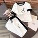 Women's Summer Smiley Face Print Two Piece Set Casual Fashion Personalized Style Spring/Autumn_ecoleips.com