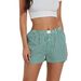 Women Polyester Short Pants Homewear Plaid Basic Pajama Sleep Bottoms Loose Thin Breathable Beach Shorts Nightwear Underwear_ecoleips.com
