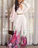 Women’s Clothing new printed V neck bat sleeve pleated pants suit_ecoleips.com
