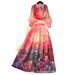 Women's Clothing Celebrity High End Printed Suit Lantern Sleeve Button Down Shirt + High Waist Wide Skirt_ecoleips.com