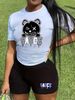 Summer Women's Casual Fashion Graphic Letter Print Loose T-shirt+shorts Two-piece Sportswear Suitable For Daily Wear-68_ecoleips.com