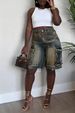 Spring/Summer Women's Clothing Ripped Straw Wash Work Pocket Jeans New Style Hot Item_ecoleips.com