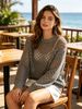 Loose Hollow Out Soft Breathable Long Sleeve Knit Top_ecoleips.com