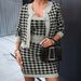 Women's Clothing autumn and winter new khaki houndstooth coat_ecoleips.com