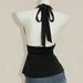 Women's European American Style Halter Neck Tie Backless Ruched Slim Fit Sleeveless Vest Summer Top Flattering Tummy Hider_ecoleips.com