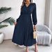 Women's Clothing Elegant Temperament V Neck Lace Waist Pleated Long Skirt_ecoleips.com