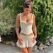 Fashion Sexy Camisole Top Mesh See-through Floral Pleated Short Skirt Two-piece Set For Women_ecoleips.com