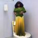 Miyaki-Inspired Pleated Two-Piece Set - V-Neck Top + Ombre Maxi Skirt (One Size, 8 Colors) | Wrinkle-Free Office To Dinner Outfit_ecoleips.com