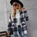 2024 Autumn European And American Women's Long-Sleeve Turn-Down Collar Loose Plaid Woolen Shirt Jacket_ecoleips.com