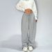 Women's Clothing Gray Sports Sweatpants Hip Hop Retro Street Dance Jogging Pants Casual Loose Drawstring Wide Leg Pants_ecoleips.com