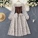 Tiered Ruffle Dress – Floral Print Wrap Design With Puff Sleeves (One-Size Fits Most) 3d Floral Depth_ecoleips.com