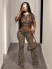 Women's Fashion Leopard Print Two Piece Set Sexy Trendy Short Sleeve Clothing_ecoleips.com