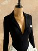 Elegant Deep V Neck Lace Long Sleeve Jumpsuit For Women - Chic Office To Evening Wear Stretch Comfort Blazer Style Romper_ecoleips.com