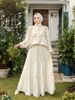 Women's Clothing Muslim Lace Ruffle Stitching Stand Collar Top Long Skirt Suit_ecoleips.com