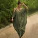 Women's V Neck Off-Shoulder Beach Dress Gold Edged Loose plus Size Maxi Holiday Dress Bikini Cover up Sunscreen Clothing_ecoleips.com
