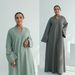 Voya Große Größen Muslim Modest Casual V-Ausschnitt Langarm Maxikleid – Locker Weißes Abaya Für Damen_ecoleips.com