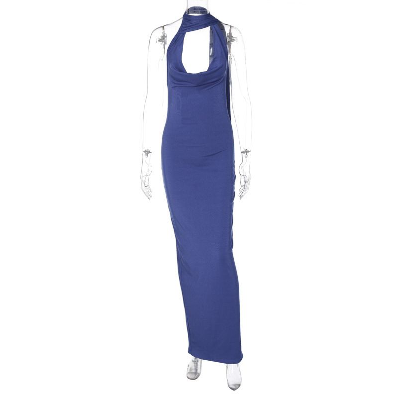 Women's Sexy Backless Slit Irregular Slim Fit Dress Winter New Arrival Foreign Trade Wholesale Clothing_ecoleips.com