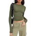 Bottoming Shirts For Women, Short Sleeved Slim Fitting Long Sleeved Basic Round Neck Tops, Slim Fitting Milk Silk Women's Clothing_ecoleips.com