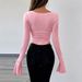 Voya Women's Clothing, European And American Sexy Style T-shirt, Spring And Summer Sweet And Spicy Design, Slim Fit Short Pink Top_ecoleips.com