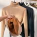 Women's High Neck Fleece Sweater - Winter Warm Tops, Thickened All-in-One Thermal Shirt For Autumn & Winter (Plum/Black/Dark Blue)_ecoleips.com