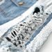 Women's Clothing Loose Ripped Sequined Denim Jacket One Piece Drop Shipping_ecoleips.com