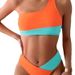 Aria Basics European And American Foreign Trade Patchwork Tank Top Two-piece Swimsuit Set, Tight-fitting Racerback Beach Bikini, In_ecoleips.com