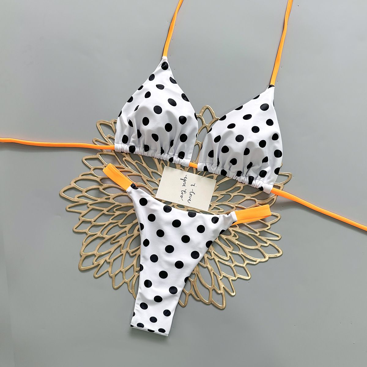 Women's Clothing Polka Dot Color Block Two Piece Bikini Sexy Triangle Cup Swimsuit For Formal & Casual For Women_ecoleips.com