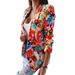 Women's Clothing American Style Printed Blazer Casual Spring Outerwear Long Sleeve Elegant Fashion Slim Fit Coffee Dark Blue Black_ecoleips.com