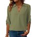 2026 European And American Fashion Casual Solid Color Polo Hollow V-Neck Three-Quarter Sleeve_ecoleips.com
