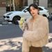 Luxury Faux Fox Fur Coat For Women – Short Plush Jacket In Cream, Pink & Black (S-XL, Soft V-Neck)_ecoleips.com