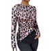 Women's Leopard Print Slim Fit Shirt Top Round Neck Elegant Vacation Style_ecoleips.com