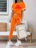 Women's Spring Summer Two Piece Set Round Neck Short Sleeve High Waisted Pants Side Pocket Casual Comfortable Outfit_ecoleips.com