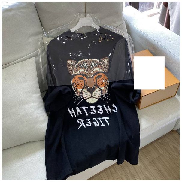 Women's Oversize Tiger Head Cartoon Print Loose T-Shirt Summer Trend Top Thickened Short Sleeve Casual Fashion_ecoleips.com