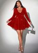 2026 Curvy Silver Glitter Stretch Knit Midi Dress, Deep V Neck Long Sleeve Dress Fall Winter Halloween Christmas Party Outfit_ecoleips.com