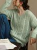 Loose V Neck Knit Pullover, Soft Skin-friendly Top_ecoleips.com