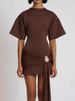 Mozision Fashion Short Sleeve Ruched Sexy Mini Dress Women Elegant Metal Decoration Solid O Neck High Waist Club Dresses New_ecoleips.com