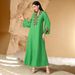 High End Rice Bead Embroidery Fashion Dress Abaya Robe Long Skirt_ecoleips.com