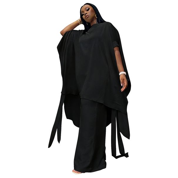 Summer Satin Set for Women Designer Shawl Top And Wide Leg Pants European And American Style Commuter Work Outfit_ecoleips.com
