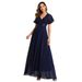26 Spring/Summer Handmade Pleated Large Hem Double V-Neck Bell Sleeve Dress Elastic Chiffon Party Bridesmaid Plus Size_ecoleips.com