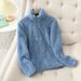 Unisex Double-Sided Fleece Jacket - Winter Warm Plush Lined Pullover With High Collar & Zipper, Oversized Fit, Multiple Colors & Sizes_ecoleips.com