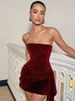 Mozision Off-shoulder Strapless Sexy Mini Dress Women Gown Elegant Sleeveless Backless Draped Ruched Skinny Club Party Dresses_ecoleips.com