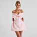 New European And American Summer Style Sweet Slim-Fit Jacquard Strapless Bow Tie Short Dress Wholesale Off-Shoulder_ecoleips.com